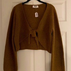 NWT Double Zero Brand Crop Tie Short Cardigan Sweater - Rich Caramel Color NEW!